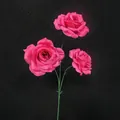 Single artificial pink rose stem with three heads for wedding and room decor - Magenta Star-Moon Rose