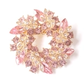 Elegante spilla a fiore di bauhinia dorata con cristalli rosa e diamanti bianchi - Stile Ghirlanda Rosa