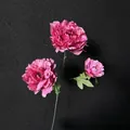 Three-head artificial fuchsia peony spray with blooming flowers for wedding decor - Magenta Hibiscus Peony