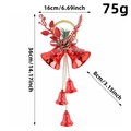Campanelle natalizie rosse con pigne e fiocco a quadri per decorazioni festive - W2-16 Rosso Brillante