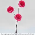 Three-head artificial pink silk rose branch with long stem for wedding decoration - Magenta Tall Branch Austin Rose