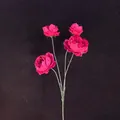 Artificial rose spray in vibrant magenta with four flower heads for wedding decor - Four-Head Exquisite Peony