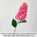 Artificial magenta hydrangea flower branch with green leaves for wedding decor, 80cm height - Magenta Pagoda Flower