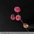 Fuchsia artificial peony flower spray with 62cm long green stem for wedding decor - Magenta Koi Peony