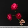 Artificial deep pink rose silk flower spray with three blooms for wedding decorations - Magenta Ranunculus Asiaticus