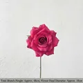 Artificial rose in deep magenta with velvet texture and 48cm stem for wedding decor - Magenta Single-Branch Manta Rose