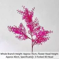 Artificial 75cm rose purple 3-fork 40-head decorative flower branch for wedding decor - Coral