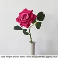 Single long-stem magenta artificial silk rose in a white vase for wedding decoration - Magenta Single-Branch Camellia Rose