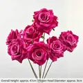 Rose red artificial silk rose bouquet with seven flower heads for wedding decoration - Magenta Seven-Head Camellia Rose