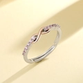 Polished S925 sterling silver infinity ring with sparkling pink cubic zirconia stones - Adjustable Open / Silver+Rose Gold