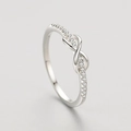 Minimalist silver infinity ring with pavé set crystals on a sleek adjustable band - Adjustable Open / Silver