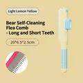 Lemon yellow self-cleaning pet comb with cute bear design and stainless steel teeth - Bear Bear Self-cleaning Comb / Lemon Yellow