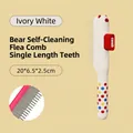 Ivory white bear-shaped pet self-cleaning comb with long-short teeth for hair removal - Bear Bear Self-cleaning Comb / Ivory