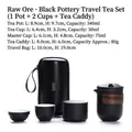 Portable black ceramic travel tea set with pot, cups, canister and storage case - Yunqi 1 Pot 2 Cups + Tea Canister - Matte Black