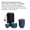 Portable dark green ceramic travel tea set with pot, cup, tea canister and storage bag - Yunqi 1 Pot 1 Cup + Tea Canister - Dark Green