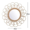 Miroir mural en rotin de 50cm avec centre de 22cm au design soleil et finition bois - Style Q 50cm (Tournesol Rotin)