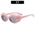 Rosafarbene ovale Cat-Eye-Sonnenbrille mit grauen Gläsern im Retro-Y2K-Stil - Rosa Rahmen Graue Linse