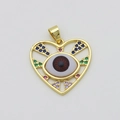 Golden heart pendant with devil's eye design and multicolor zircon inlay accents - Brown Evil Eye Hollow Heart (Style C)