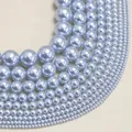 Ice blue round faux pearls in various sizes arranged for jewelry DIY making - 5mm (Approx. 180pcs/Strand) / Blue Rose