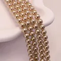 Champagne gold round pearl beads strands with high gloss for DIY jewelry making - 306 (no. 34) / Approximately 200 Pieces Per Strip 4mm In Size.