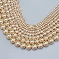 Cream champagne round faux pearl beads in multiple sizes for DIY jewelry making - 539 (no. 08) / Approximately 200 Pieces Per Strip 4mm In Size.