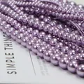 Round lavender faux pearl loose beads with glossy finish for DIY jewelry making - Violet (no. 43) / Approximately 200 Pieces Per Strip 4mm In Size.