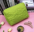 Quilted macaron green cosmetic bag with flower pattern and waterproof nylon material - Small Pouch (23x16.5x7cm) / Grass Green