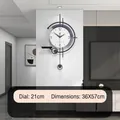 Moderne geometrische wandklok, 21cm wijzerplaat, marineblauw en goud design met slinger - Jt23224-36 Kleine Enkele Wandklok