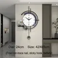 Modern black geometric wall clock with astronaut decor and silent 24cm white dial - Jt23224-42b Medium Wall Clock + Ornament