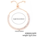Rose gold adjustable tennis bracelet with round cubic zirconia and sliding clasp detail - Rose Gold Adjustable