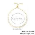 18K gold plated zircon adjustable bracelet with cubic zirconia stones and slide buckle - Gold White Zircon Adjustable