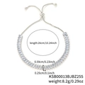 Adjustable silver slider bracelet with baguette-cut zircons and functional dimensions - White Gold Rectangular Zircon Adjustable