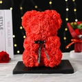 25cm red PE rose bear with black Just for you ribbon on a black base for Valentine's Day - Mini Size / Red