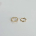 Minimalist bohemian gold hollow-out vine and layered double band ring set for women - Vine Double Layer Stacking Style (3)