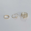 Three-piece bohemian gold-tone hollow metal ring set for women in a minimalist stacked style - Wave Knot Bead Style (2)