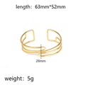 Macro view of gold knotted multilayer bangle with detailed 63mm by 52mm dimensions - Triple Layer Parallel Intersect (Gold 10)