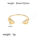 Golden knotted cuff bracelet with triangle spiral decor and size measurement info - Triangle Spiral Ends (Gold)