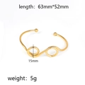 Gold stainless steel knot cuff bracelet with interlocking circle design and heart charm - Intertwined Double Circles (Gold 3)