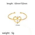 Polished gold heart-shaped stainless steel cuff bracelet with 63x52mm dimensions - Heart Motif (Gold 4)