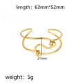 Gold stainless steel knotted cuff bracelet with bead ends and dimensions 63mm x 52mm - Double Layer Wave with Beads (Gold 5)