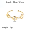 Golden knot cuff bracelet with triple swirl charms and polished stainless steel finish - Triple Spiral Wave (Gold 6)