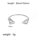 Minimalist silver stainless steel knotted heart bangle with triangle ends dimensions - Triangle Spiral Ends (Silver)