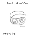 Bohemian silver stainless steel open bangle featuring a unique heart spiral knot design - Double Line Spiral Swirl (Silver 2)