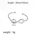 Polished silver stainless steel knotted cuff bracelet with a dual spiral ring accent - Intertwined Double Circles (Silver 3)