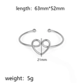 Silver stainless steel heart knot bangle with polished finish and 63mm x 52mm size - Heart Motif (Silver 4)
