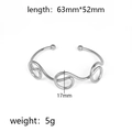Silver stainless steel knotted heart bangle featuring unique spiral wave design and open cuff - Triple Spiral Wave (Silver 6)