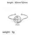Silver stainless steel knot cuff bracelet with 25mm heart spiral charm for women - Large Spiral Swirl (Silver 8)