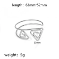 Silver stainless steel heart-knot open bangle with geometric triangles, size 63x52mm - Geometric Hollow Triangle (Silver 9)
