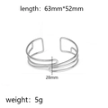 Silver layered minimalist heart knot cuff bracelet with three-row stainless steel wire - Triple Layer Parallel Intersect (Silver 10)