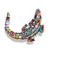Exotic lizard animal brooch in aged silver finish with colorful sparkling rhinestones - Colorful